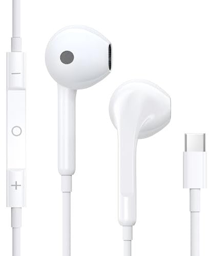 USB C Kopfhörer,iPhone 15 Kopfhörer mit Kabel HiFi Stereo Ohrhörer mit Mikrofon und Lautstärkeregler,In-Ear Kopfhörer mit Kabel Ohrhörer USB C für iPhone 16 15 Pad Pro Google Pixel Samsung Galaxy