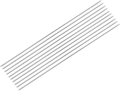 sourcing map 10Pcs 3mm x 400mm 304 Stainless Steel Rods, Round Metal Solid Rod Lathe Bar Stock for Industry, DIY Craft, Car, Helicopter, Airplane