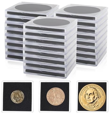 JINXIAN 30 Pièces Rangement Pieces de Monnaie 20/25/30/35/40 mm | avec Joint de Protection en Eva Classeur Piece 2 Euros Classeur Pieces de Monnaie pour Collecte et Exposition