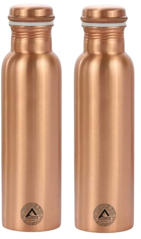 Wasserflasche aus reinem Kupfer, 900 ml – 100 % reines Kupfer, umweltfreundlich und BPA-frei – Unterstützt die natürliche Entgiftung und tägliche Flüssigkeitszufuhr (2er-Set)