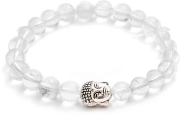 Bergkristall Armband echt mit Naturstein Perlen - Buddha Armband - Größe XS-S