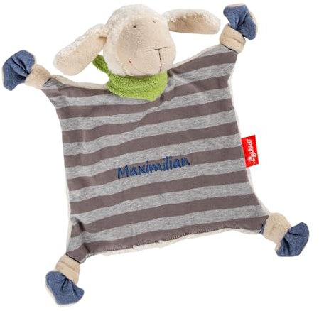 Sigikid Doudou mouton avec broderie de nom Marron/rouge/rose, taille unique