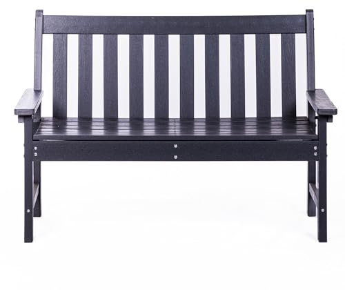 Garden Gear Oakdale Wood Effect Garden Bench Weatherproof HDPE 2-Seater Outdoor Seat – No Maintenance, Crack-Resistant, Fade-Proof, Realistic Timber Look (Dark Grey)