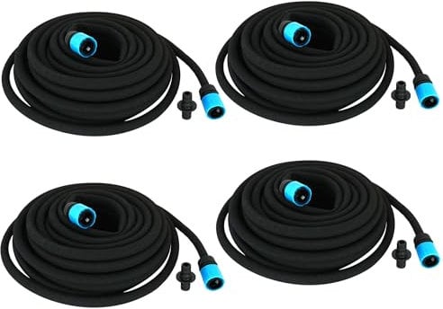 BURI 4x Perlschlauch 60m (4x15m) – Bewässerungsschlauch mit Anschlussarmatur | Mikrobewässerung für Garten, Beete & Gewächshaus | Wassersparend & kürzbar | Ø 1,8 cm schwarz