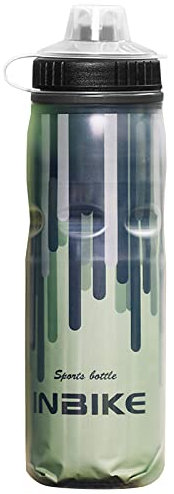 Tbest Isolated Mountain Water Bottle with Self -foundation Cap and Dust Covering for Gravel Bikers - Green PP Plastic 600 Ml (600ml)