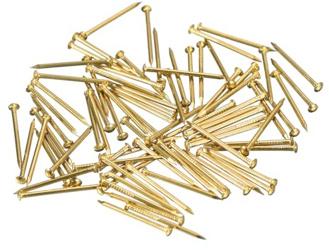 QUARKZMAN 280 Stück Nägel Rundkopf 1,2x20mm(DxL) Winzige Messing Nägel Hardware Rundkopf Messing Nagel für Holz DIY Projekte Dekorative Boxen Haushalt, Messing Ton