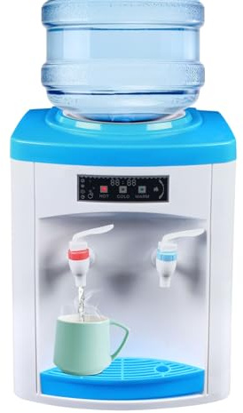 RjcdOPL Heiß-/Kaltwasserspender, kompakt (25,5 x 23,5 x 33 cm), Schutzhülle aus PP & Edelstahl, kompatibel mit Wasserflaschen von 4,5 bis 18,9 l, sparsam, für Büro, Haus