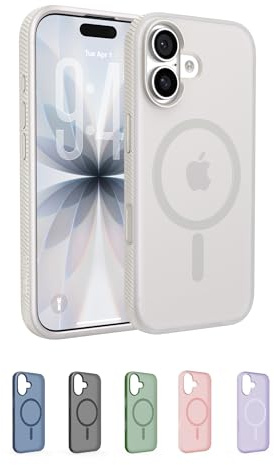 Belkin SheerForce Grip MagSafe Compatible iPhone 17 Case with Slim Design & Anti-Slip Side Lines - Magnetic, Transparent, & Shockproof Protective iPhone Case - Sand