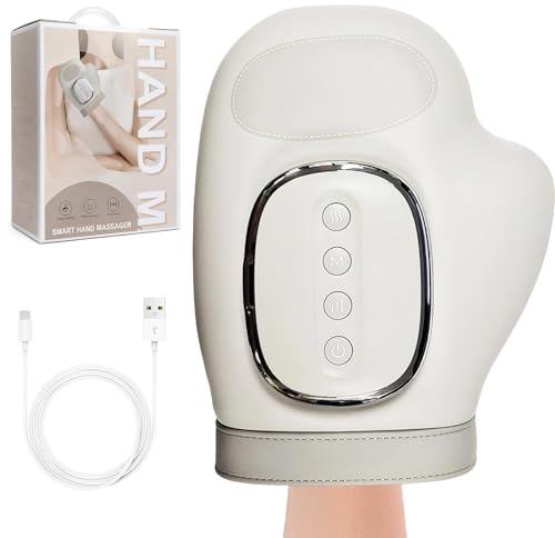 Handmassagegerät mit Thermotherapie,Wireless Handmassagegerät mit Wärme,Wiederaufladbare Hand Massagegerät Elektrisch mit 3 Massage, 5 Presse Ebenen Handschuh, ideale Geschenke für Damen Herren