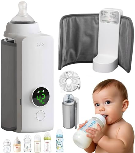 Portable Baby Bottle Warmer – Cordless Rechargeable Design with Smart 6-Level Temperature Control for Safe, Fast Heating Anytime, Anywhere