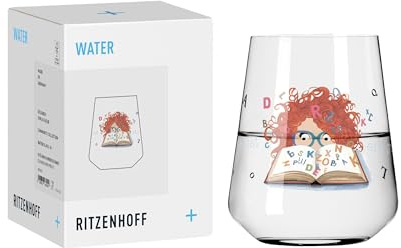 RITZENHOFF 8273001 Wasserglas 500 ml - mit verträumter Illustration und fliegenden Buchstaben - Made in Germany