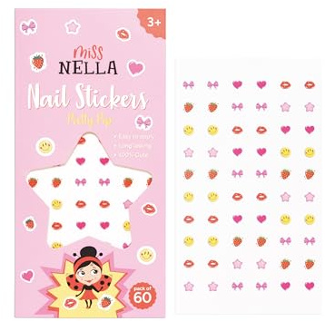 MISS NELLA Kinder Nagelsticker Set, Schneeflocken und Märchen Design, 60 Stück, Einfach Anzubringen, Langanhaltend, Ab 3 Jahren (1, Pretty Pop)