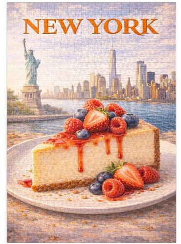 MyPuzzle New York Cheesecake – Iconic American Dessert - Premium 1000 Teile Puzzle - MyPuzzle Sonderkollektion von Havana Puzzle Company