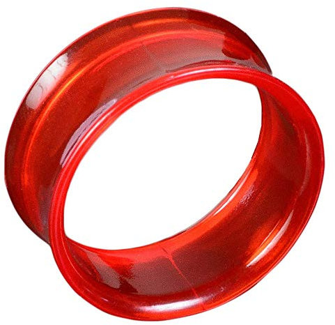 viva-adorno® 1 Stück Double Flared Flesh Tunnel Plug Tube Tunnel ohne Gewinde Kunststoff Acryl Größe 3-22mm UFT, Tunnel rot 22mm