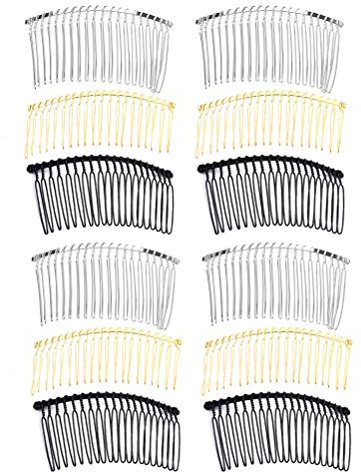 FRCOLOR 12 Stück 20 Zähne Metall Haarkämme, Französische Seitenkämme, Einsetzen Zahn Französische Kämme Für Party, Hochzeit, Abschlussball