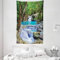 ABAKUHAUS Natur Wandteppich und Tagesdecke, Felsen in See mit Wasserfall aus Weiches Mikrofaser Stoff Waschbar ohne Verblassen Digitaldruck, 140 x 230 cm, Grün Blau und Braun