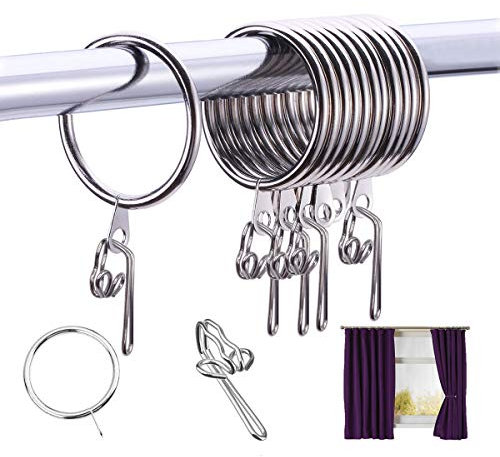 Heavenlife 100 Stück Vorhang Haken & 30 Stück Metall Vorhangringe 30 mm Innendurchmesser Gardinenringe für Vorhänge Draperie und Stäbe – Silber