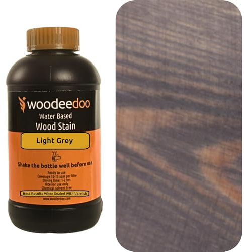 WooDeeDoo Water Based Wood Stain | Wood Dye | Ready to Use | Environmentally Friendly | Solvent Free | Odour Free | 1 L | Light Grey