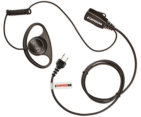 ICOM D Shape Security Earpiece With Small Lapel PTT 2 Way Radio Walkie Talkie for Security Officer, Door Supervisor