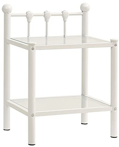 vidaXL Nachttisch Nachtschrank Nachtkonsole Nachtkommode Schlafzimmer Telefontisch Pflanzentisch Weiß Transparent 45x34,5x60,5cm Metall Glas