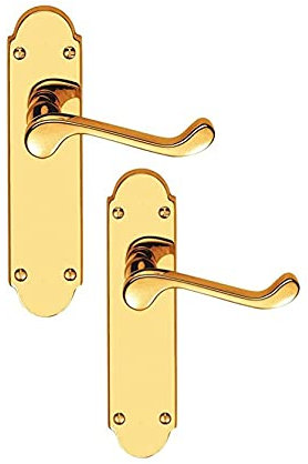 Haven Heritage Latch Door Handle Brass Finish Epsom Style Victorian Scroll 1 x Pair