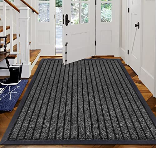B&B Rubber Door Mats Outdoor Heavy Duty Waterproof Pvc Backing Non Slip Muddy Paws Dirt Grabber Barrier Washable Door Mat For Front Entrance Welcome Matt (60 x 180 cm - Large Runner, Grey)