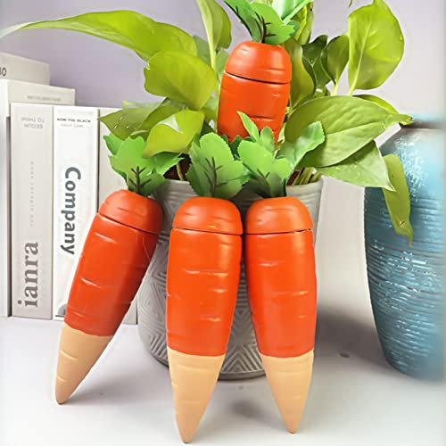 BestAlice Confezione da 4 Punte Autoirriganti per Piante, Globi di Irrigazione per Piante a Forma di Carota Dispositivo di Irrigazione in Terracotta per Irrigazione, Dispositivo Automatico(Arancia)