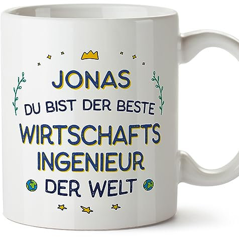 MUGFFINS Tazas Personalizadas para INGENIERO INDUSTRIAL hombre - En Alemán - Beste der Welt - 11 oz / 330 ml - Regalo Personalizable original y divertido