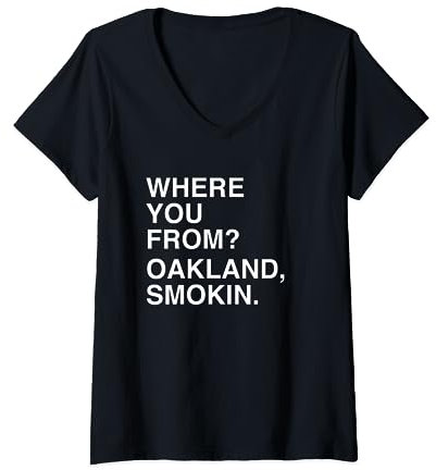 Oakland Smokin, Oakland Hyphy 420 Raucherhemd, Oakland Rap T-Shirt mit V-Ausschnitt