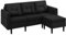 Yaheetech Canapé 3 Places avec Pouf Design Modern Canapé d’Angle Rembourré en Tissu pour Salon/Chambre/Bureau/Appartement Noir