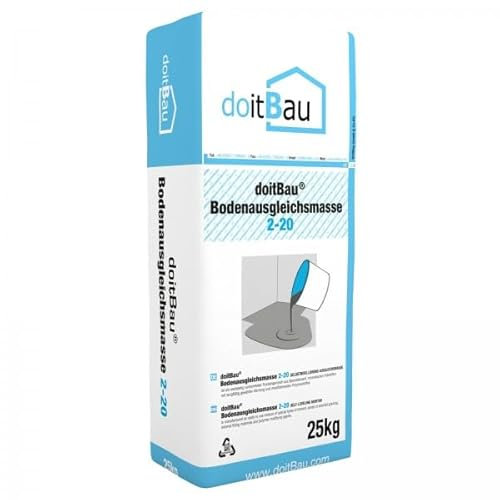 doitBau 12x Bodenausgleichsmasse 25kg 2-20mm Profi Nivelliermasse Bodenausgleich Nivellierestrich Bodenausgleichsmörtel - Rezeptur auf Zementbasis - hoch fließfähig - geeignet für Fußbodenheizung