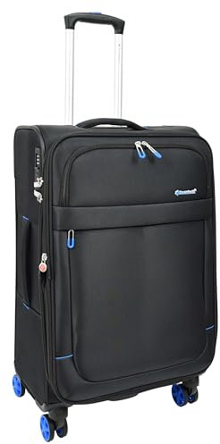 House Of Leather Quito Koffer mit 8 Rädern, erweiterbar, Schwarz / Grün / Rosa, Schwarz , M, Gepäck