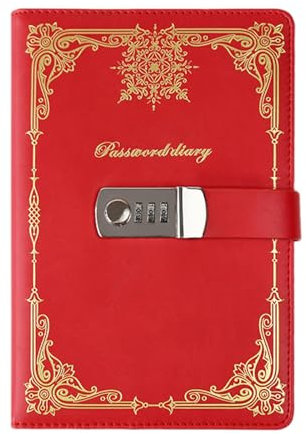 Folpus Diary with Lock Locking Journal Locked Diary Notebook Password Lock Diary for Business, Red