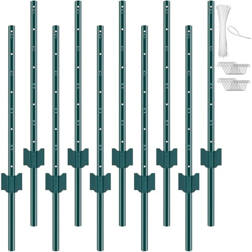 VEVOR Zaunpfosten 91,44 cm, 10er-Set Metallzaunpfosten, Weidezaunpfahl aus Kohlenstoffstahl hochwertige Zaunpfähle für Wildzaun, Weidezaun, Drahtzaun, Maschendrahtzäune, Wildschutzzaun