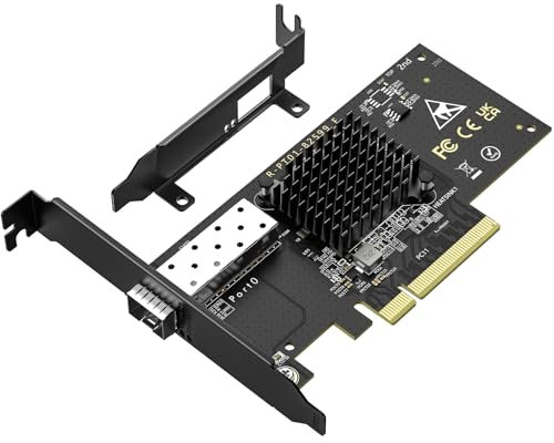 Carte Réseau PCIe 10Gb SFP avec Contrôleur Intel 82599 (X520-DA1), VIMIN Adaptateur Ethernet 10G NIC+Un Seul Port 10Gbps SFP, Compatible avec Express PCIe X8/X16,Windows/Linux/VMware