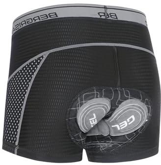 BERGRISAR Pantaloncini da Ciclismo per Uomini 4D Imbottitura in Gel Pantaloncini da Bici Bici da Corsa Intimo Ciclismo, grigio., L