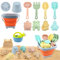 Qcdou Sandspielzeug Set, 11 Stück Sandspielzeug für Kinder, Sandkasten Spielzeug mit Faltbarer Eimer, Outdoor Spielzeug, Silikon Sandspielzeug ab 2 3 4 5 Jahre Mädchen Junge(Orange)