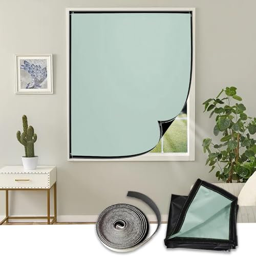 Dachfenster Rollo Ohne Bohren 80 x 125 cm, Verdunkelnd, Hitzeschutz, Blickdicht Sichtschutz, Ohne Bohren Verdunkelungsroll Dachfenster, mit Klettband für Auto Reisen, Grün