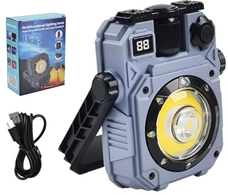 Lampe de travail LED | Lampe LED rechargeable de 5,24 pouces | Lanterne de camping solaire étanche | Projecteur portable avec aimant de torche multifonction pour garage extérieur