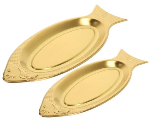 Artibetter 2 Platos Forma de Pescado de Acero Inoxidable Plata, Diseño Elegante y Superficie Lisa, Ideales para Postres en Restaurantes y Tiendas de Postres