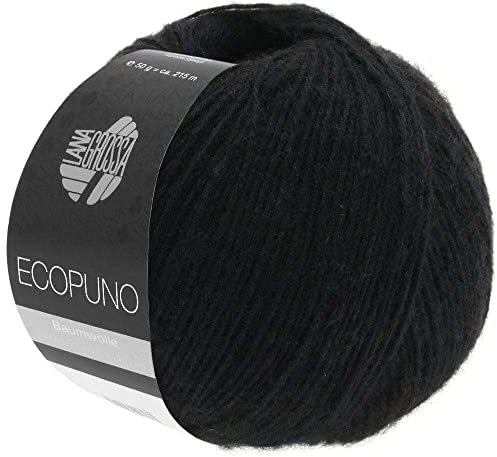 LANA GROSSA Ecopuno | Edle Netzgarnstruktur aus Baumwolle gefüllt mit Merino/Alpaka | Handstrickgarn aus 17% Schurwolle & 11% Alpaka Wolle | 50g Wolle zum Stricken & Häkeln | 215m Garn FB 16