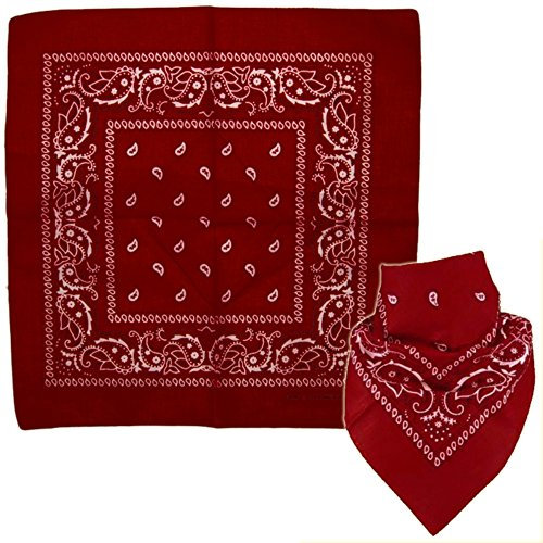 OUTLETISSIMO® Bandana Bordeaux, quadratisch, 100 % Baumwolle, Paisley, Piraten, Sport, Helmunterlage.