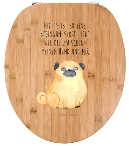 Mr. & Mrs. Panda Motiv WC Sitz Mops - Geschenk, Klobrille, WC-Sitz, Hundemotiv, Hund, Toilette, Klodeckel, Vierbeiner, Hunderasse, Toilettendeckel,