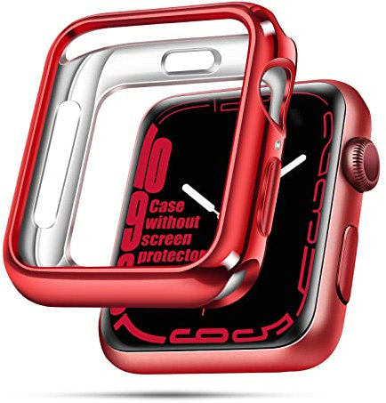 top4cus Cover da 44 mm in TPU morbido e flessibile, antigraffio, leggera, protettiva da 44 mm, compatibile con Apple Watch Serie 6/SE/5/4, bordo rosso