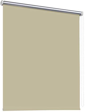 deko-raumshop Thermorollo Verdunkelungsrollo Hitzeschutz Seitenzugrollo Fenster Rollo 11 Farben Breite 60 bis 240 cm Stoff lichtundurchlässig Thermo Beschichtung Weiß Silber (180 x 175 cm/Beige)