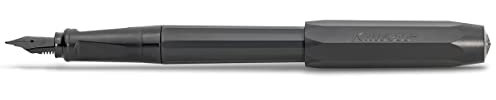 Kaweco PERKEO Füllhalter All Black I Füllfederhalter für Tintenpatronen Schulfüller in Schwarz I Anfänger Füller mit ergonomischem Griffstück zum bequemen Schreiben 16 cm I Federbreite: F (Fein)
