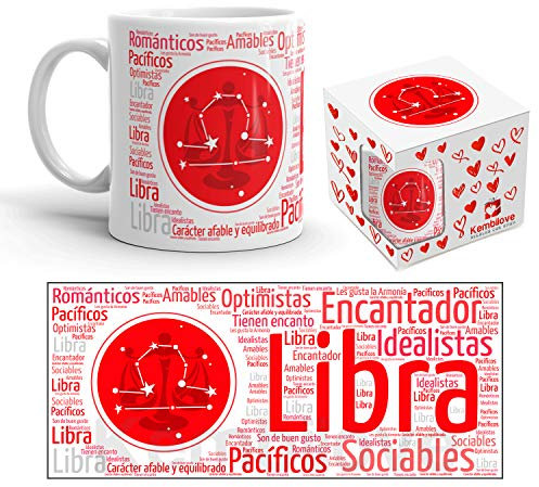 Kembilove Taza de Desayuno Horóscopo Libra - Taza de Café y Té del Signo del Zodiaco - Regalo Original para Parejas, Cumpleaños, Amigos