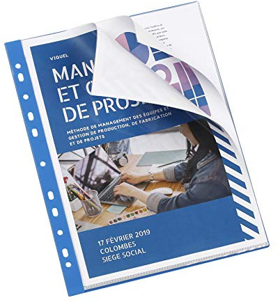 Viquel - Pochettes perforées reliées pour classeur A4 - Bleu