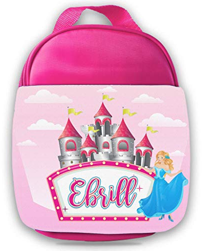 Personalised Princess Design Kids Pink Lunch Bag Any Name Children Girls School Snack Box 11