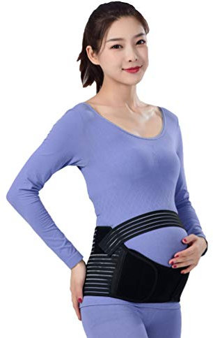 LaoZan Schwangerschaft Stützgürtel Mutterschaftsgürtel Bauchgurt Stützt Taille Rücken und Bauch Atmungsaktiv Dehnbare Mutterschaft Gürtel Verstellbare (Schwarz#3,Asia L)